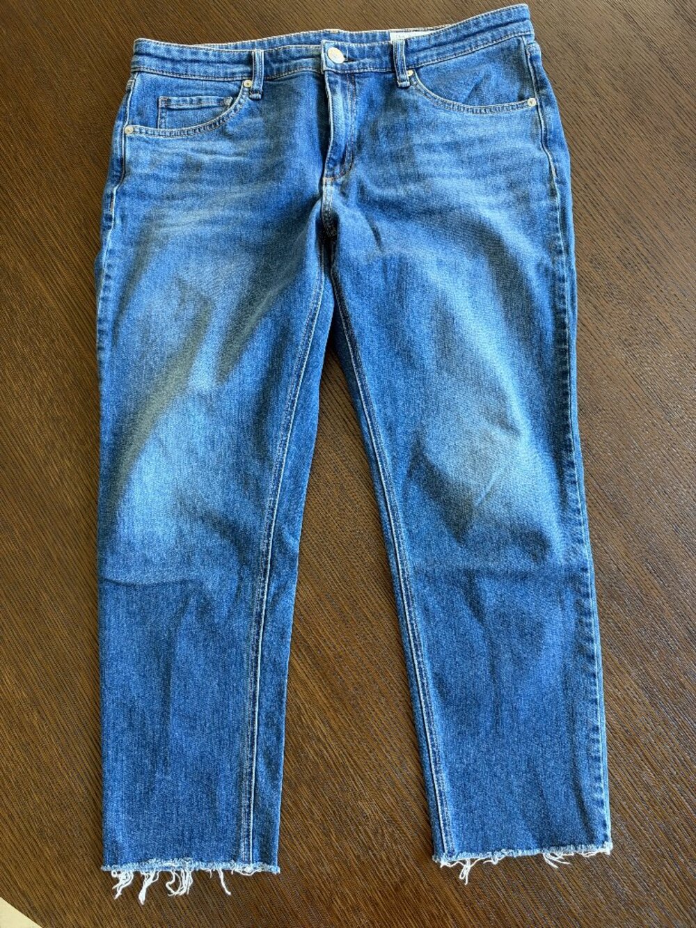 rag & bone Women's Straight Leg Jeans Size 31 Blue Raw Frayed Hem